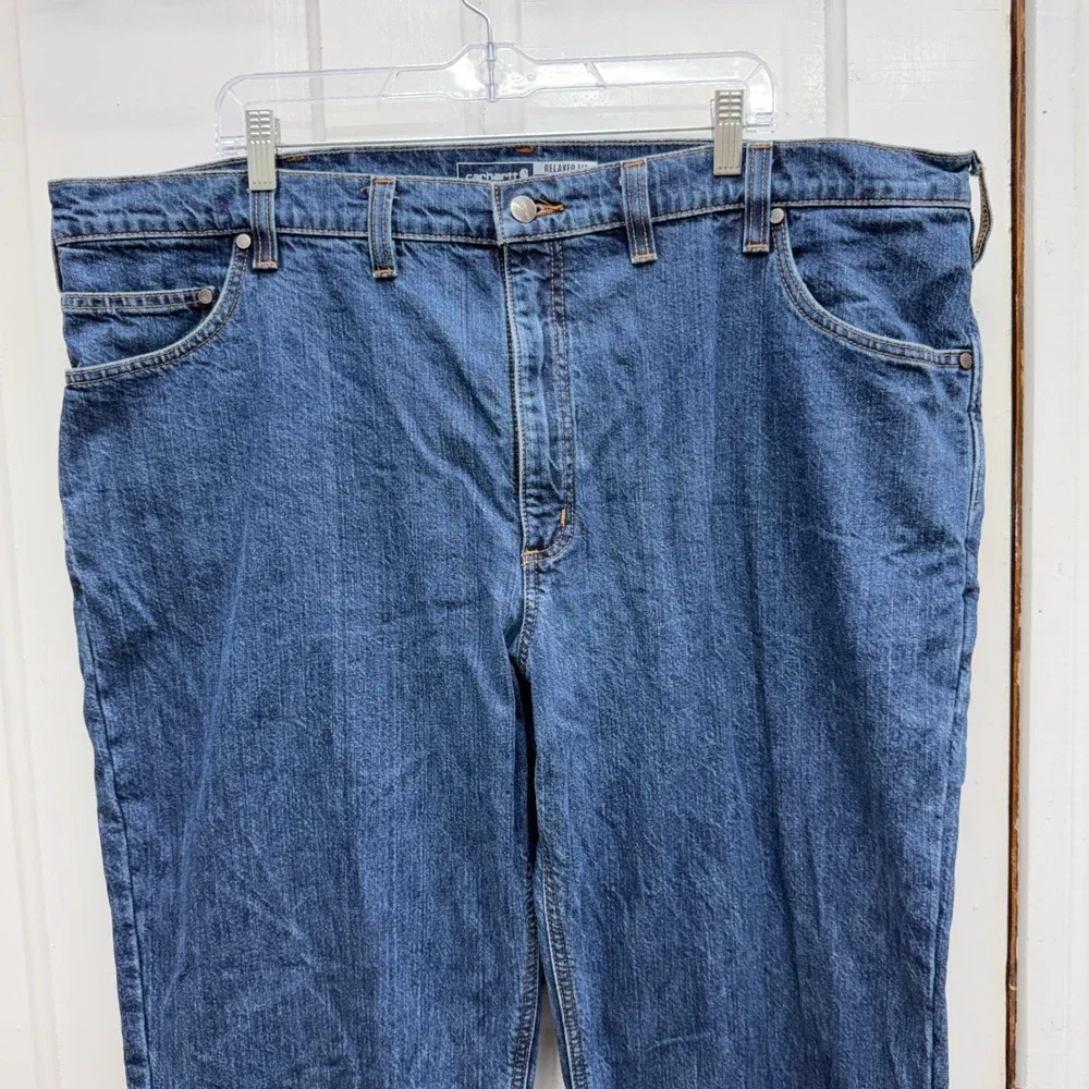 Carhartt Relaxed Fit Flannel Lined Denim Jeans Mens 44 x 34 Blue BD4942-M